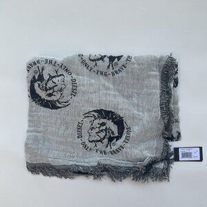 $98 Diesel Unisex Sface Scarf One Size Light Grey-Black